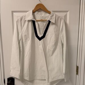 Vineyard Vines Cream Shirt with Pink Whale Logo